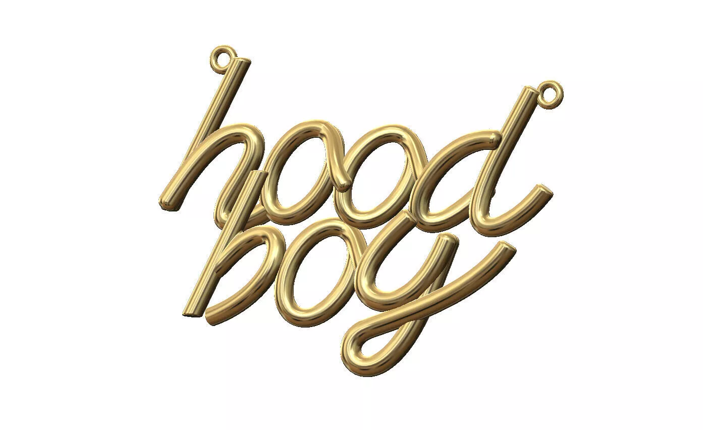 Hood boy name 3d letters wire pendant and charm 3D print model