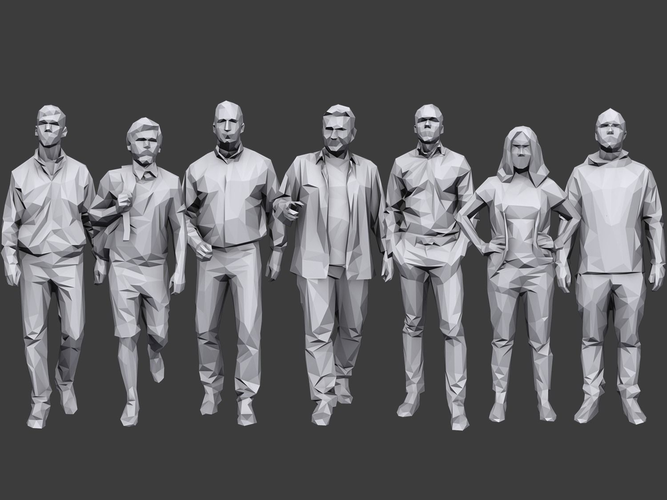 Lowpoly People Casual Pack Low-poly 3D model