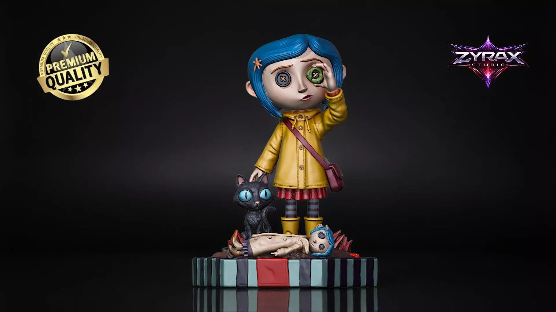 Coraline Chibi STL Coraline Figure Cute 3D Print Model 3D print model