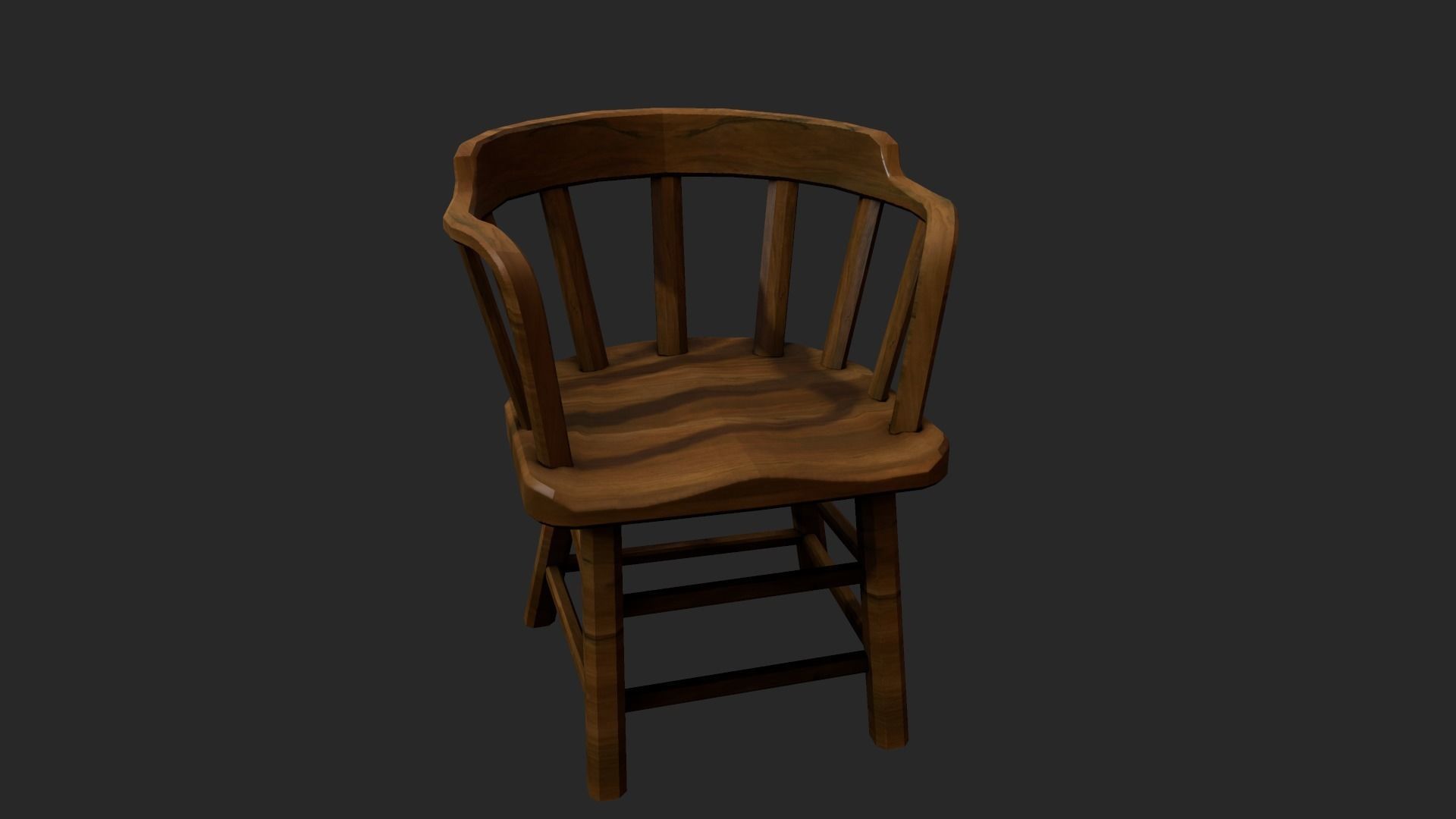 Chair wooden Free low-poly 3D model_0