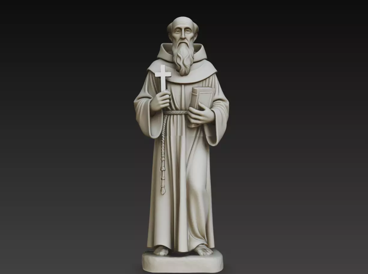 Saint Francis Sacred Friar STL Christian Monk Statue 3D print model