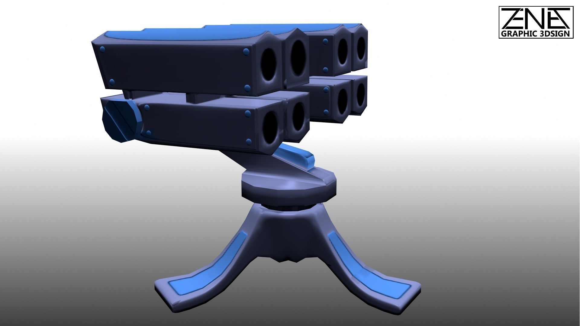 Game-Ready Scifi  Turrets Triple-Pack Tower Defence and Mobile  Low-poly 3D model_3