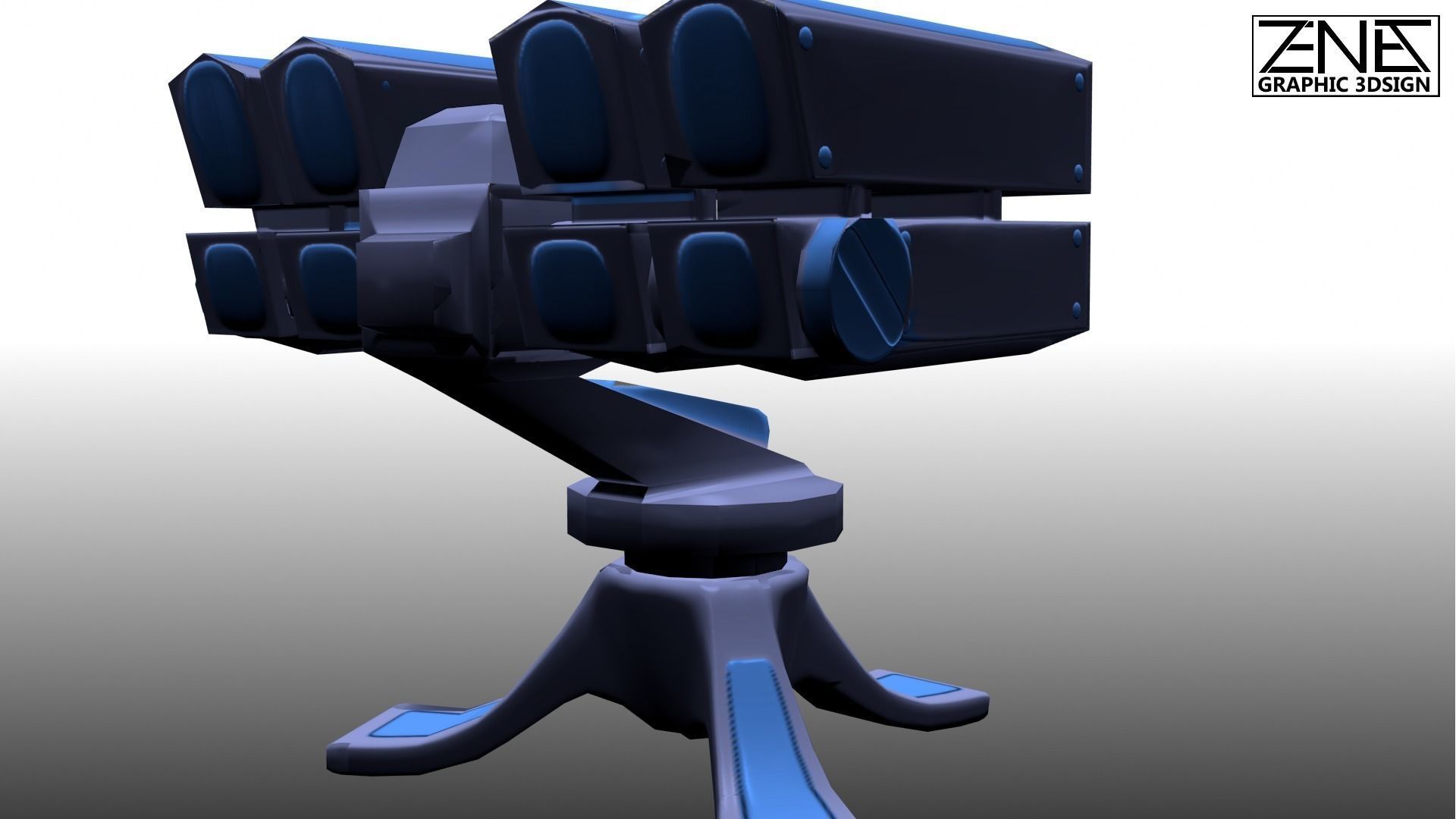 Game-Ready Scifi  Turrets Triple-Pack Tower Defence and Mobile  Low-poly 3D model_5