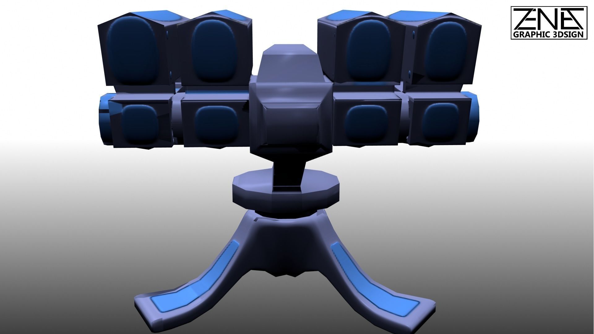 Game-Ready Scifi  Turrets Triple-Pack Tower Defence and Mobile  Low-poly 3D model_4