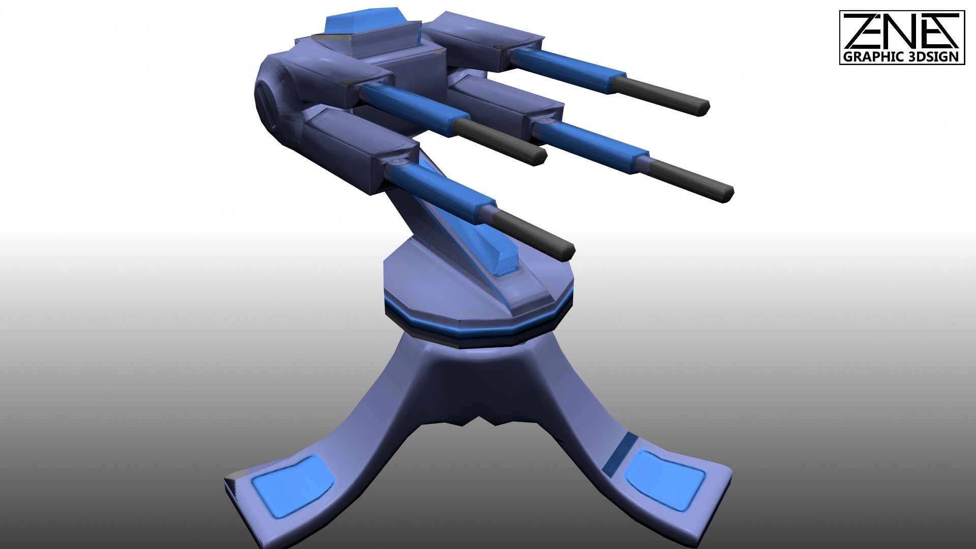 Game-Ready Scifi  Turrets Triple-Pack Tower Defence and Mobile  Low-poly 3D model_7