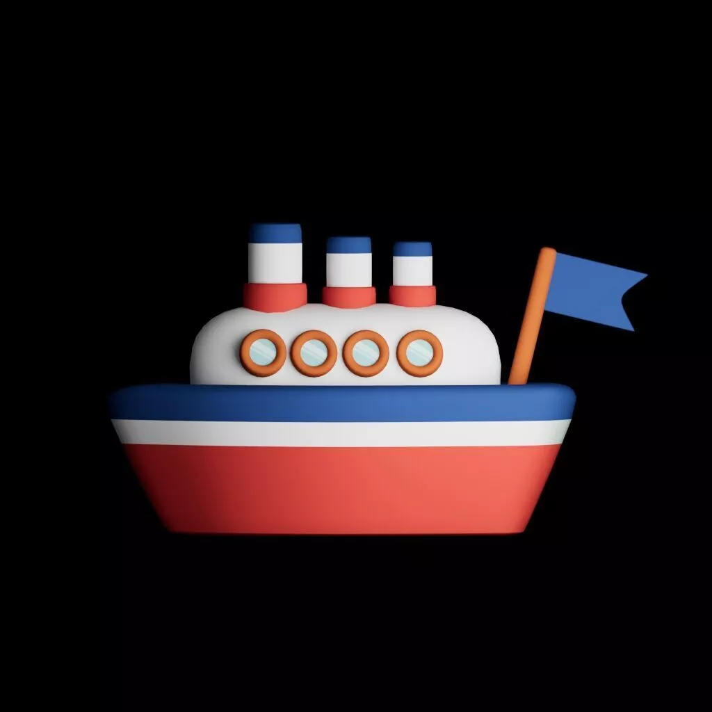 Stylized Cruise Ship Cartoon Cute Ship Low-poly 3D model