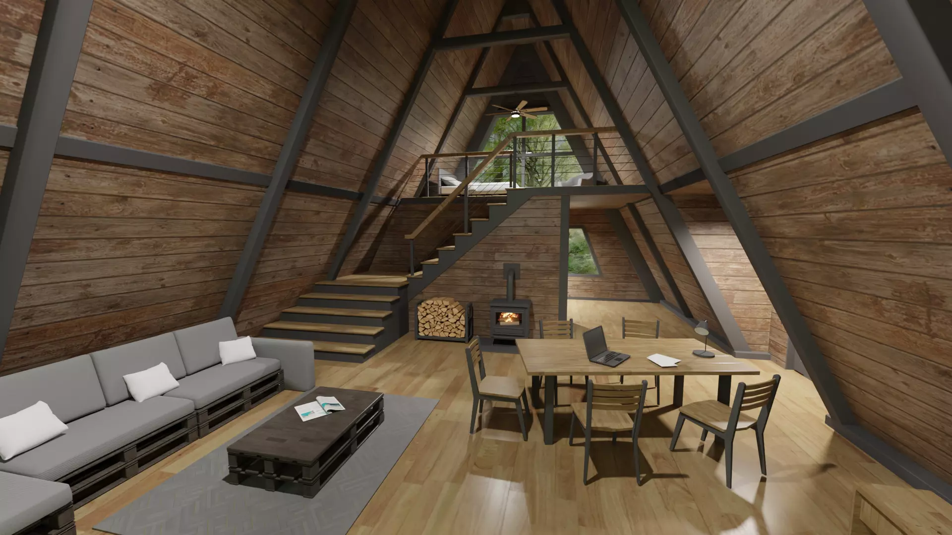 A-Frame Cabin Low-poly 3D model
