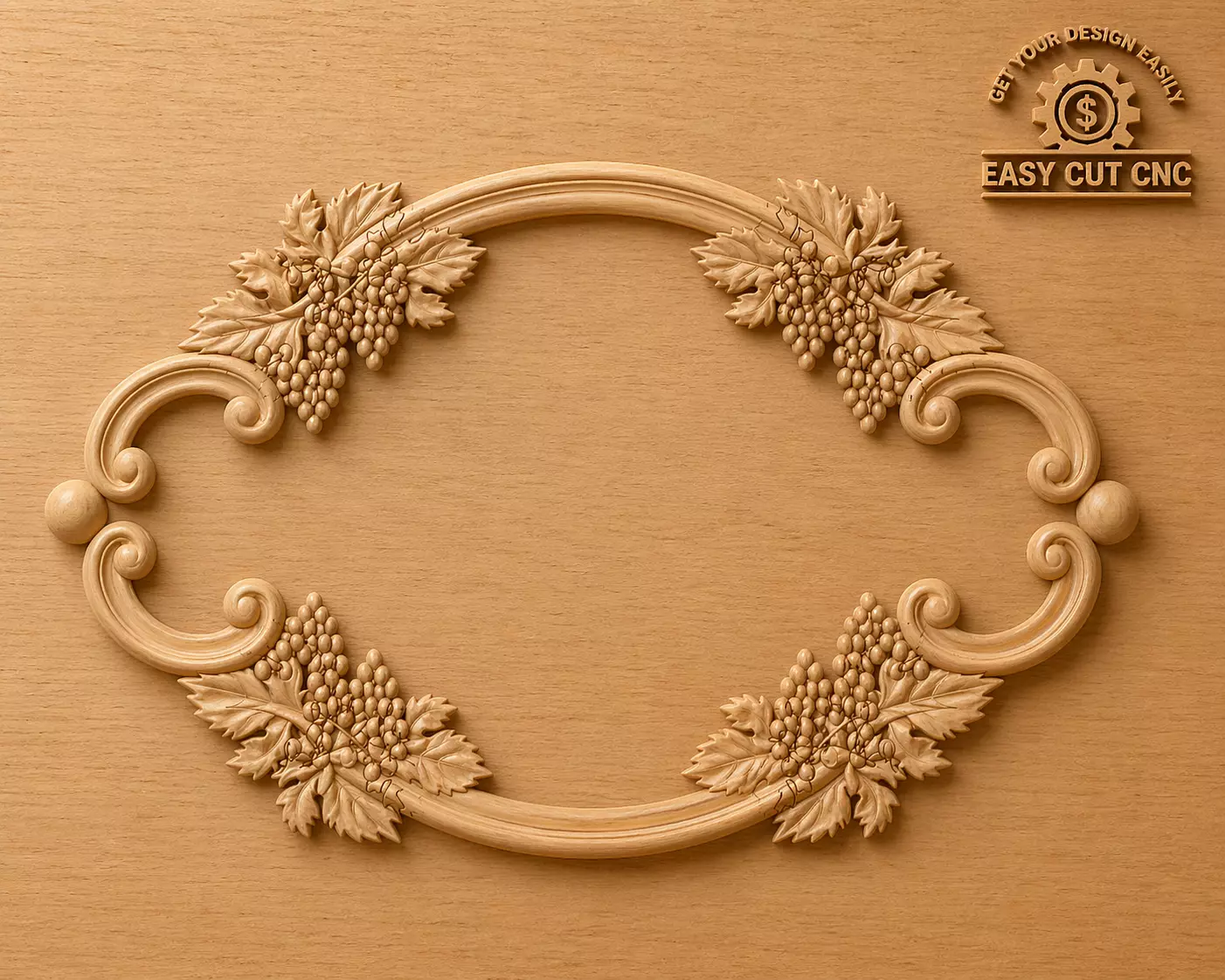 Ornate Grape Oval Frame CNC 3D Model 3D model