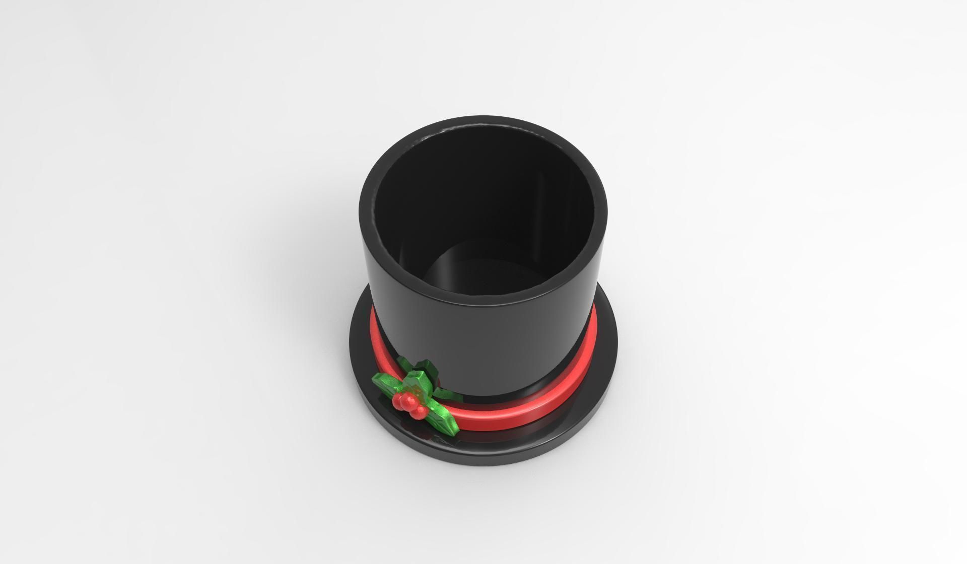 Snowman cap pen holder  Candle holder 3D print model_6