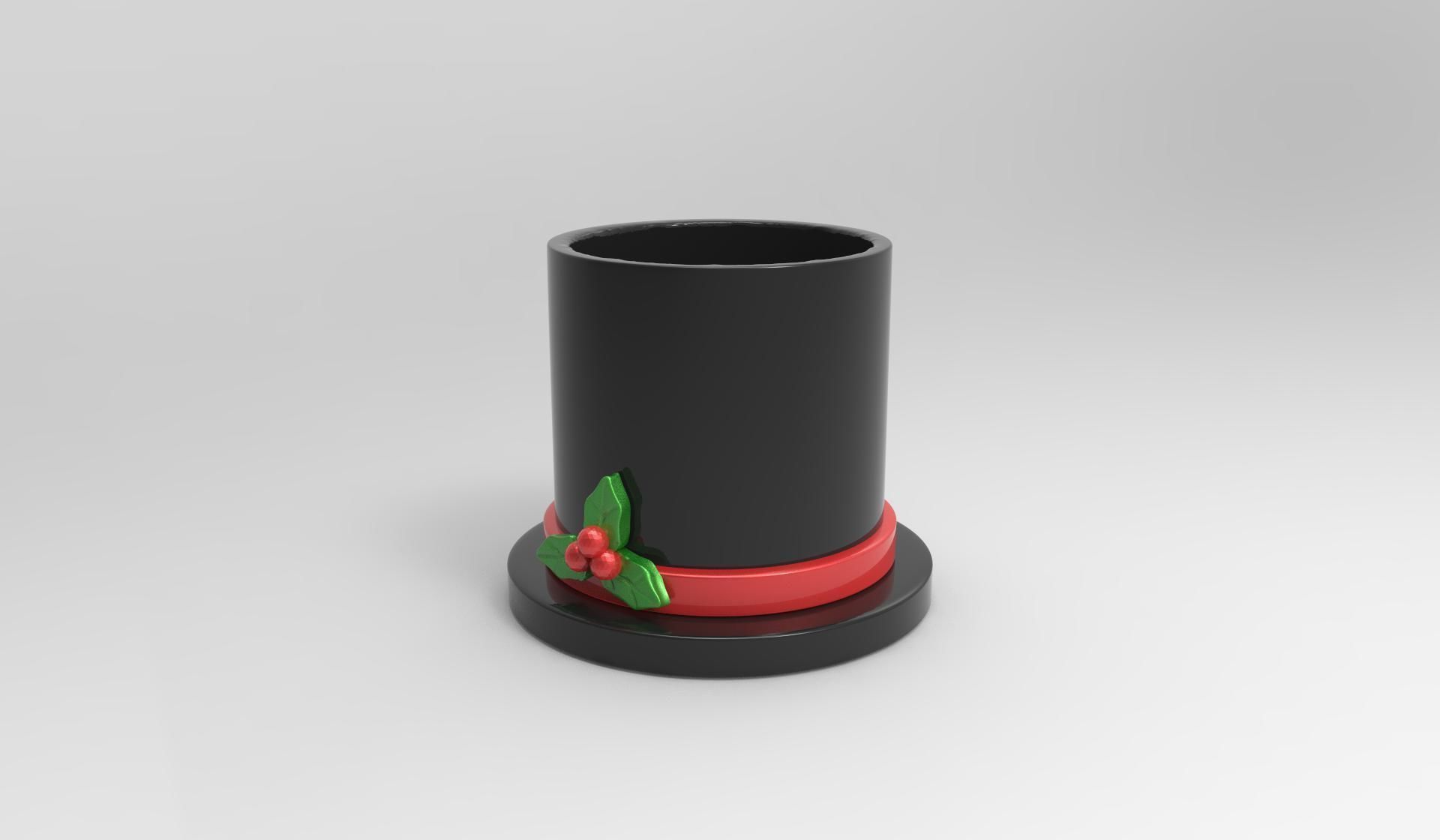 Snowman cap pen holder  Candle holder 3D print model_2