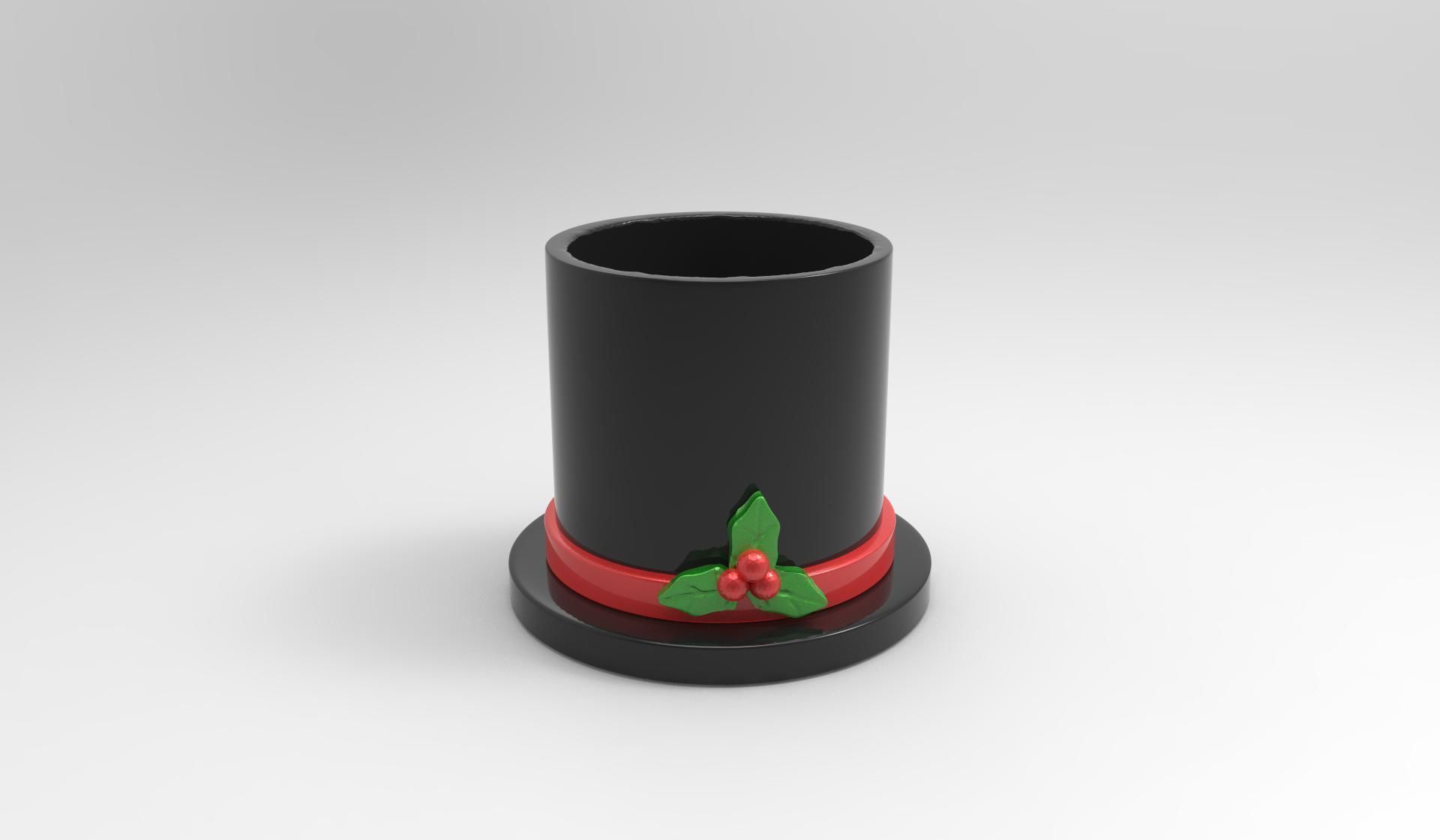 Snowman cap pen holder  Candle holder 3D print model_4