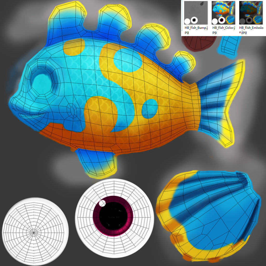 Cartoon Fish02  Rigged Animated 3D model_9