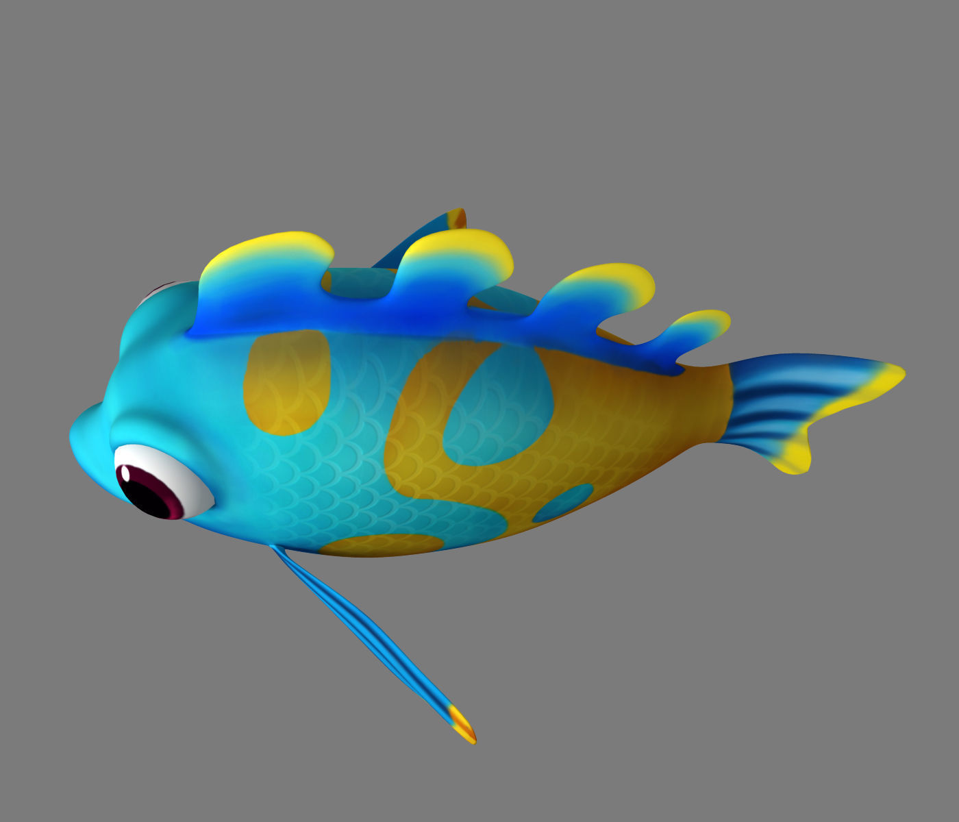 Cartoon Fish02  Rigged Animated 3D model_5