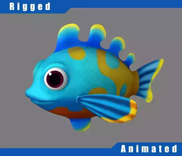 Cartoon Fish02  Rigged Animated 3D model