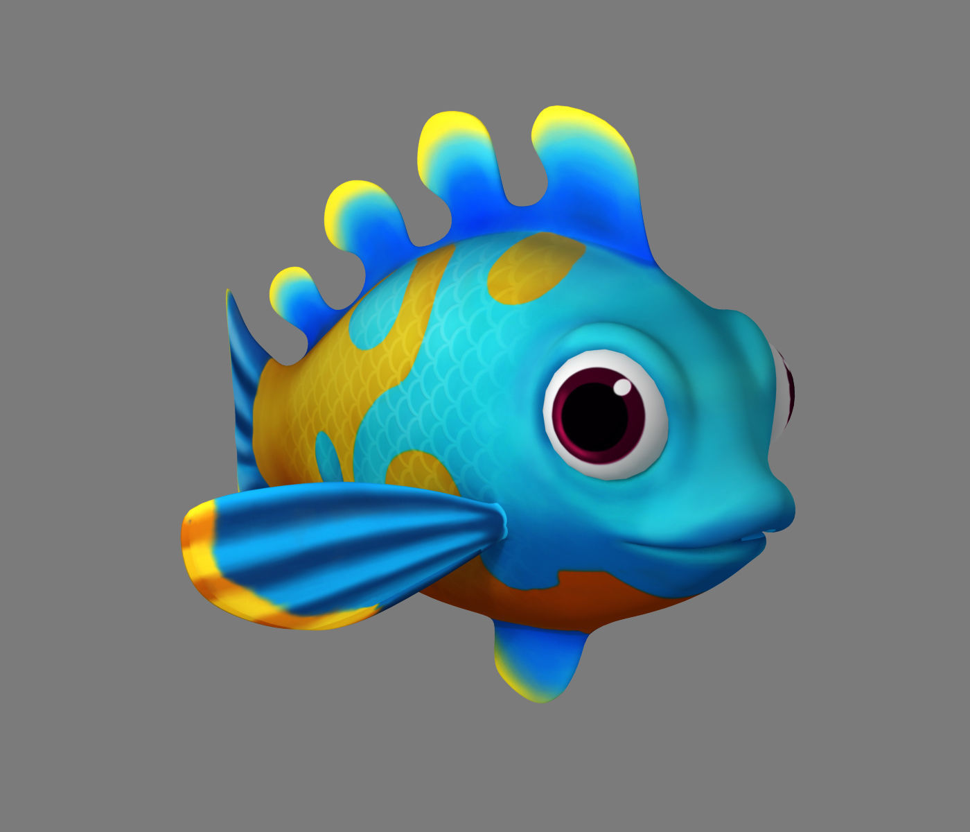 Cartoon Fish02  Rigged Animated 3D model_3