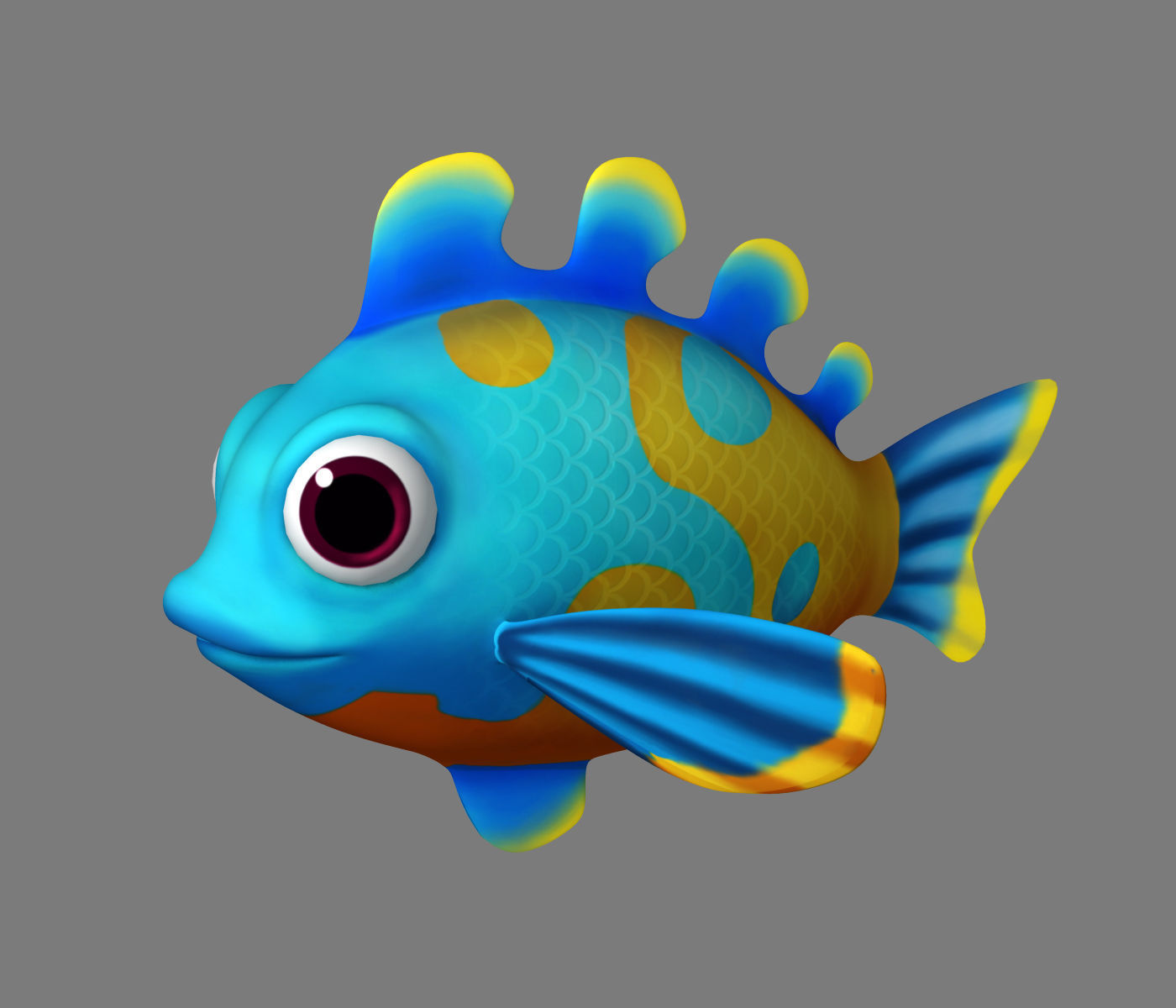 Cartoon Fish02  Rigged Animated 3D model_2