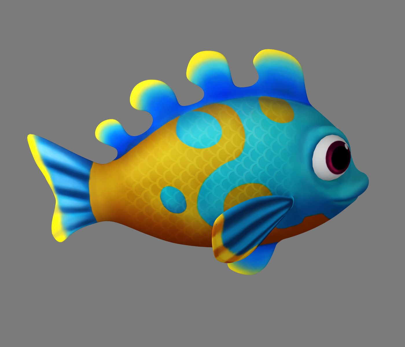 Cartoon Fish02  Rigged Animated 3D model_4