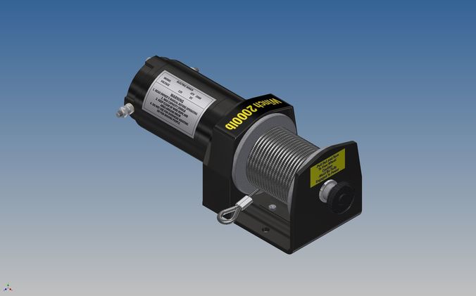 2000lb Electric ATV or UTV Winch 3D model