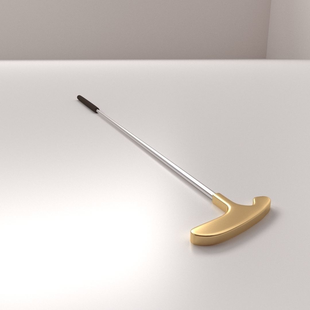 Putter gold and golf 3D model_1