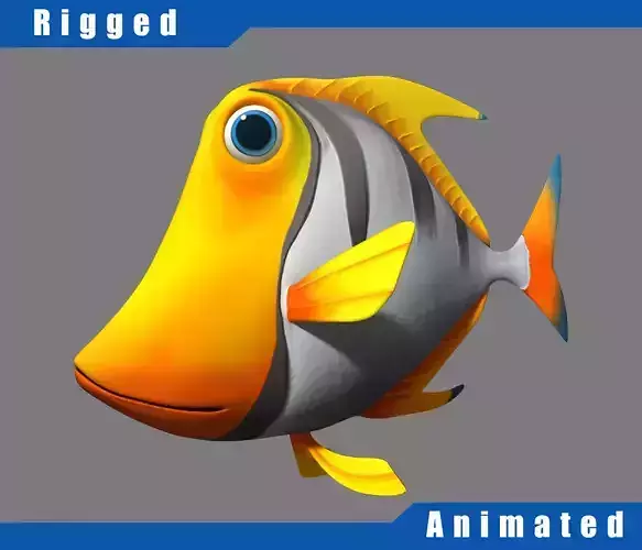 Cartoon fish03 rigged animated 3D model