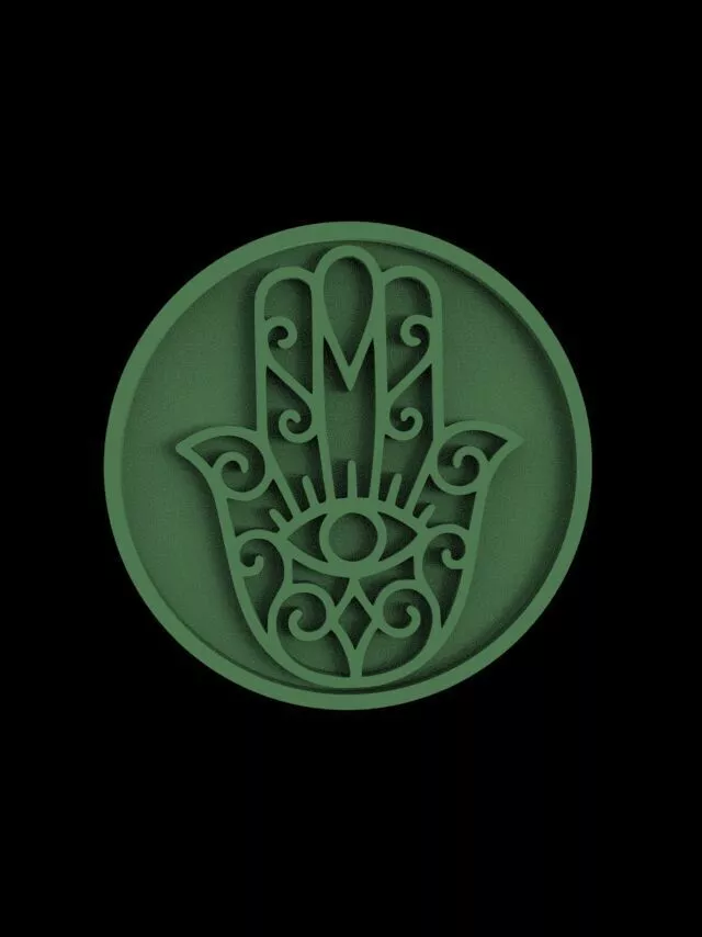 Hamsa Coffee Coaster STL Round 90mm 3D Print Decor 3D print model