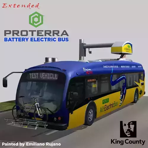Proterra Electric bus King County livery Extended Low-poly 3D model