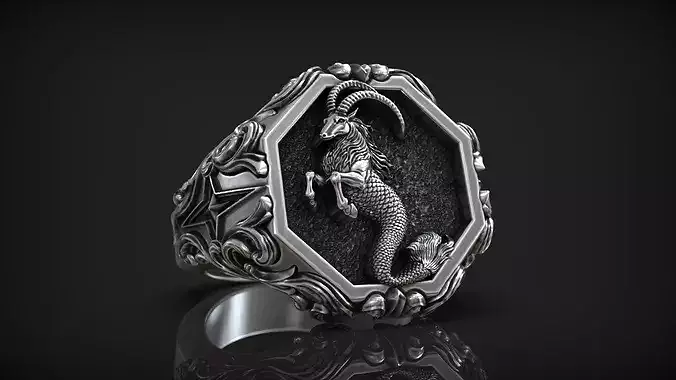 Capricorn Zodiac Sign Astrology Antique Sculpture Signet