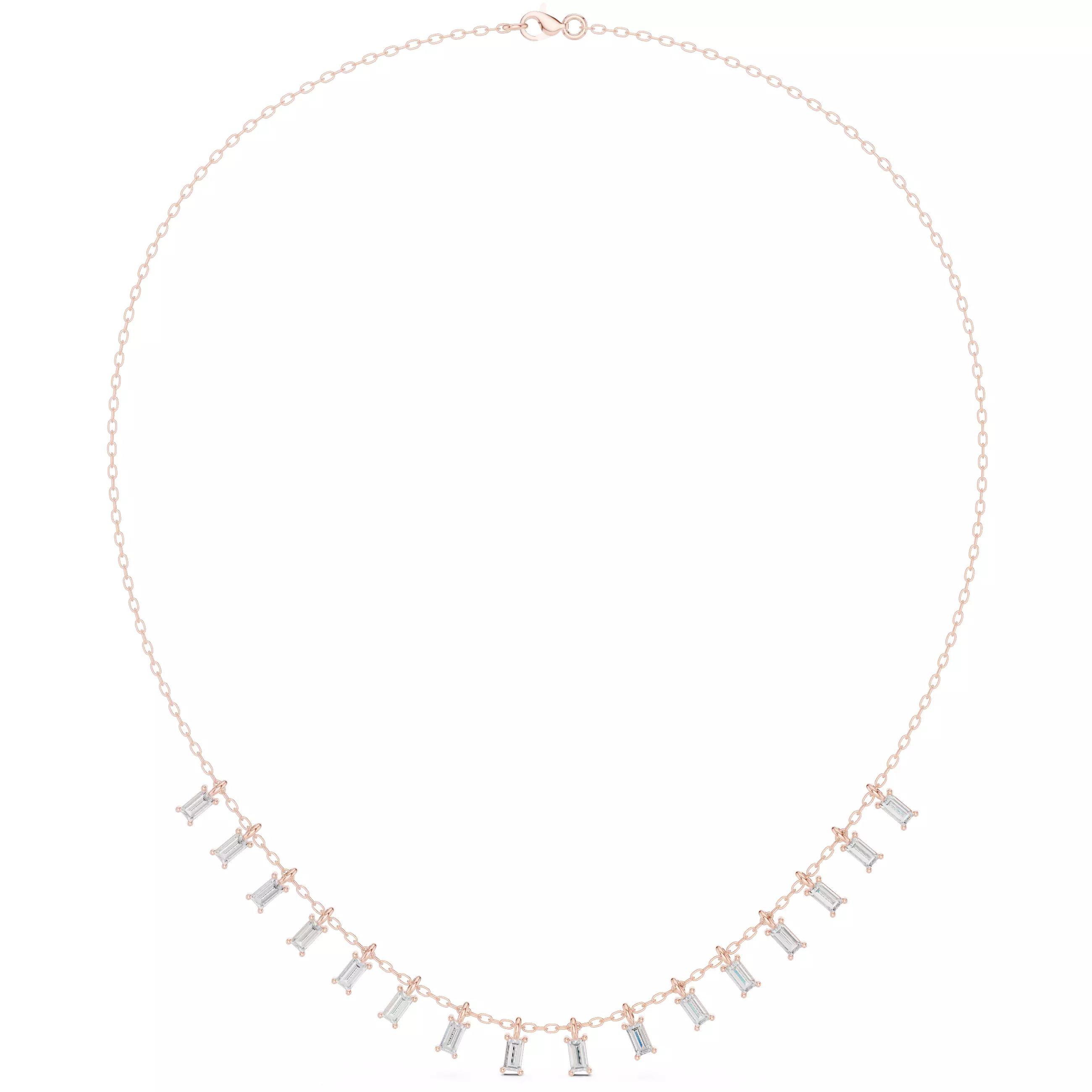 Baguette Diamond Drop Necklace 3dm stl renders animations 3D print model