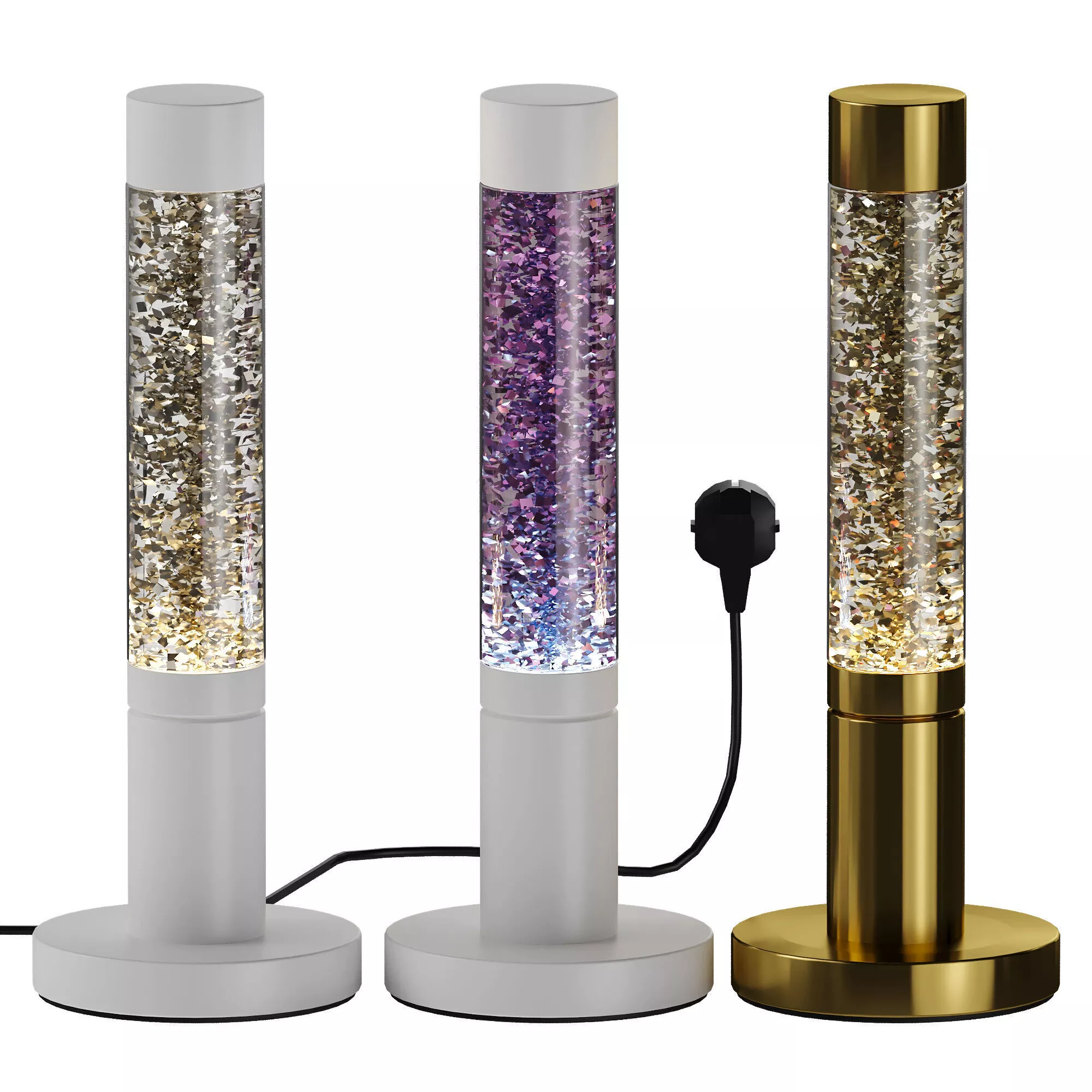 Tabletop Lava Lamp with Glitter Shine 3 Colors 3D model