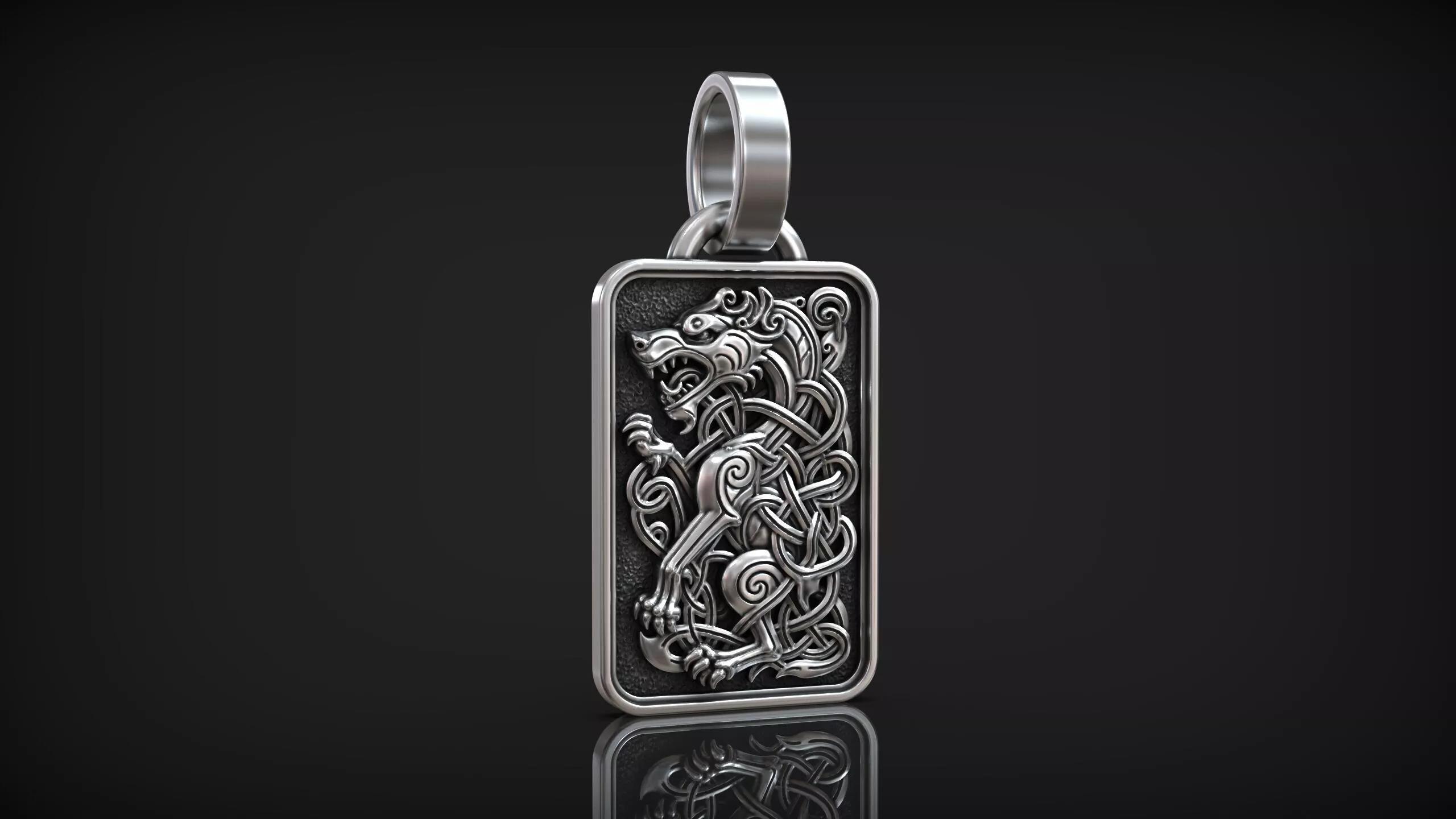 Celtic Wolf Norse Knotwork Traditional Ornament Pendant 3D print model
