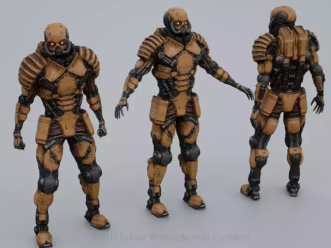Gameready highly detailed realistic yellow robot