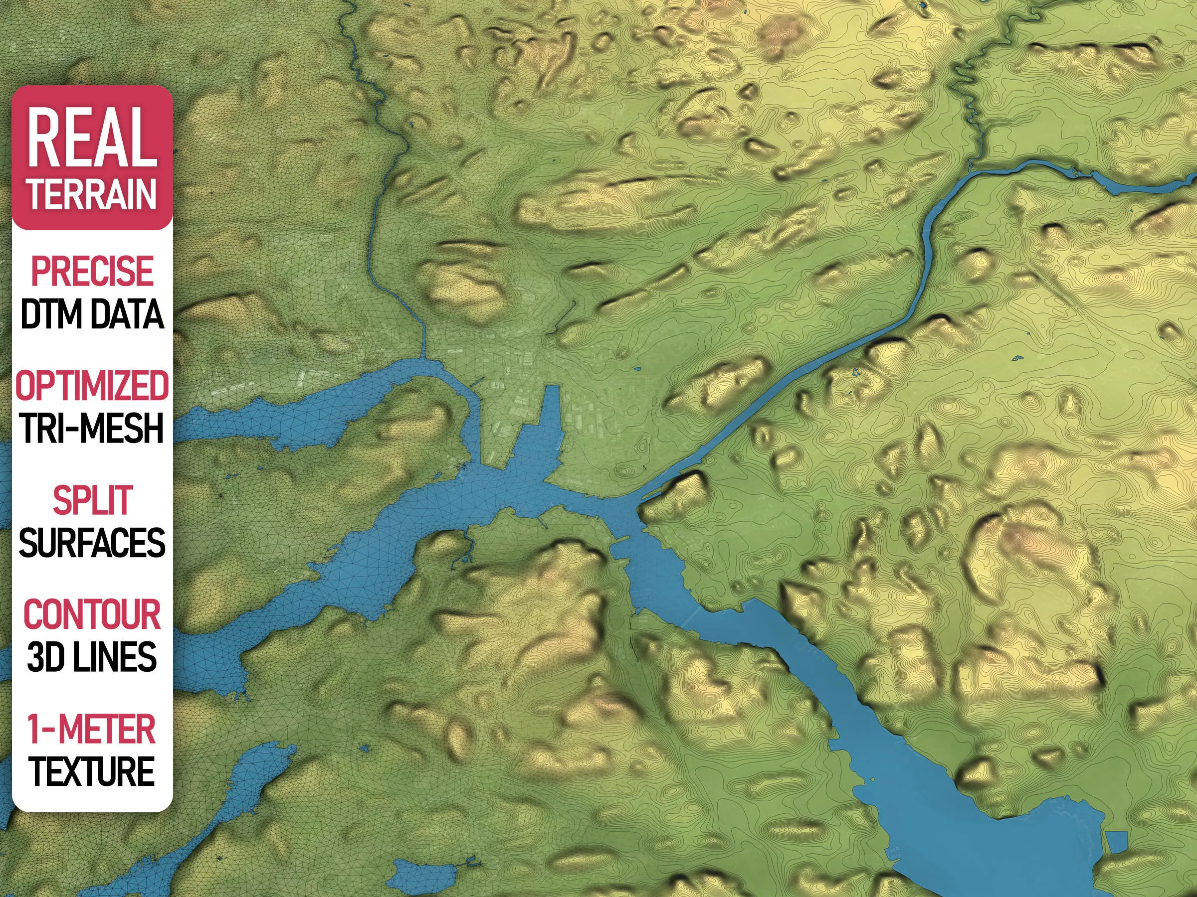 Turku - Topography Terrain Low-poly 3D model