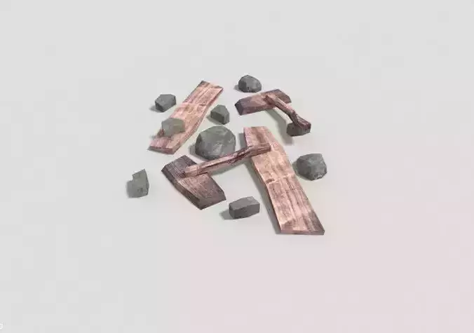 low poly dungeon debris pile