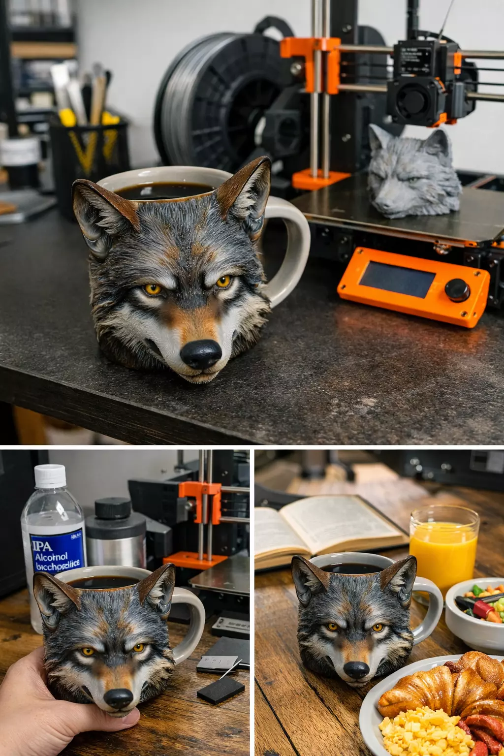 Wolf Head Mug Artistic Ceramic Drinkware 3D print model