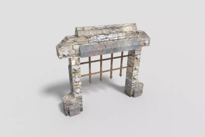 low poly dungeon gate Low-poly 3D model