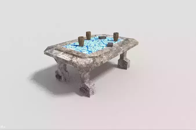 low poly dungeon table 2 Low-poly 3D model