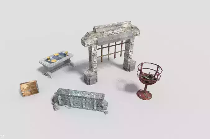 5 low poly dungeon props pack 2