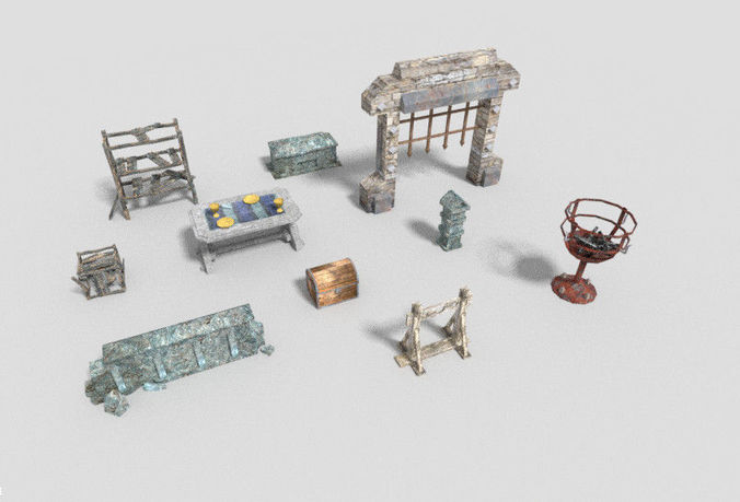 10 low poly dungeon props pack 1 Low-poly 3D model