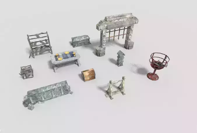 10 low poly dungeon props pack 1