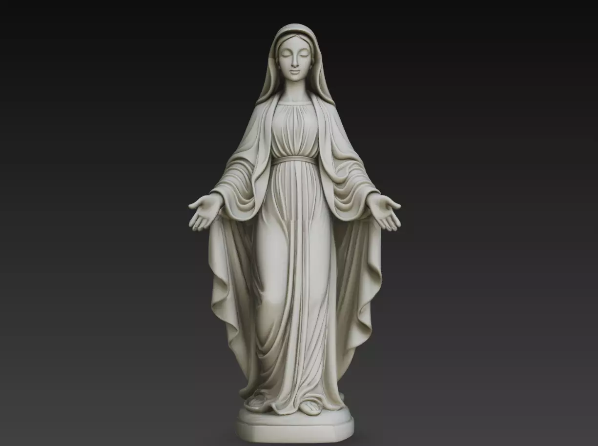Our Lady Sacred Welcome STL Catholic Devotional Statue 3D print model