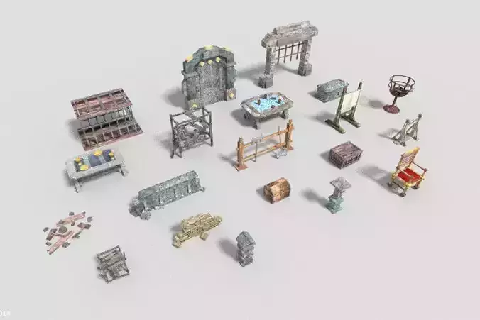 20 low poly dungeon props pack