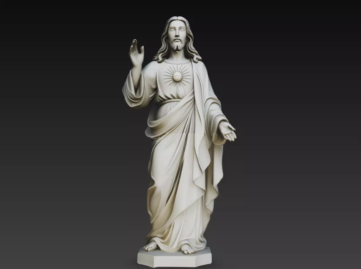 Sacred Heart Jesus Blessing STL Christian Statue 3D print model