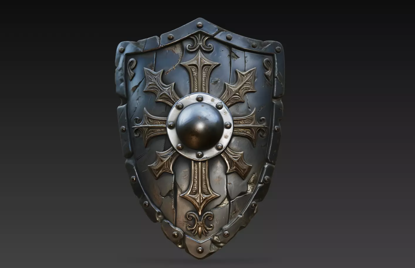 Ornate Gothic Cross Shield Medieval Knight Armor Relief 3D print model