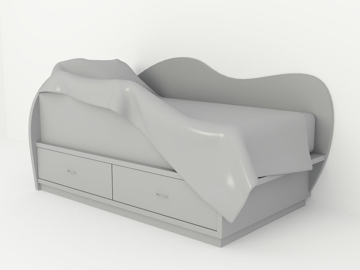 bed with drawers and blanket 3D model_4