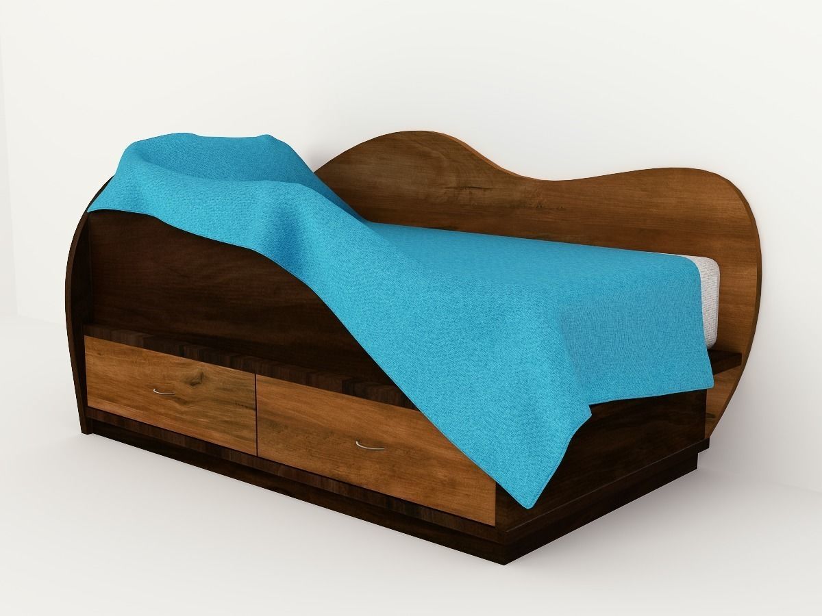 bed with drawers and blanket 3D model_2