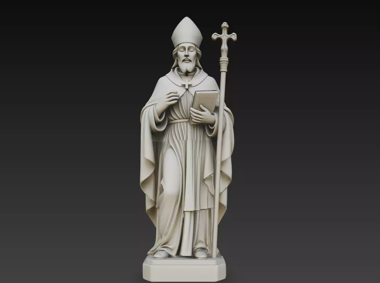 Catholic Bishop Saint with Crozier STL Religious Statue 3D print model