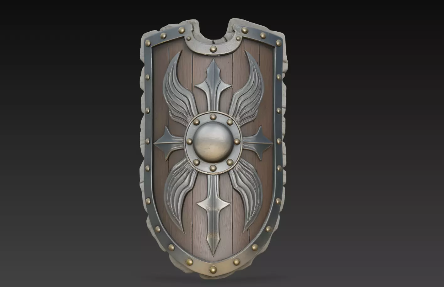 Winged Cross Tower Shield Medieval Knight Armor STL 3D print model