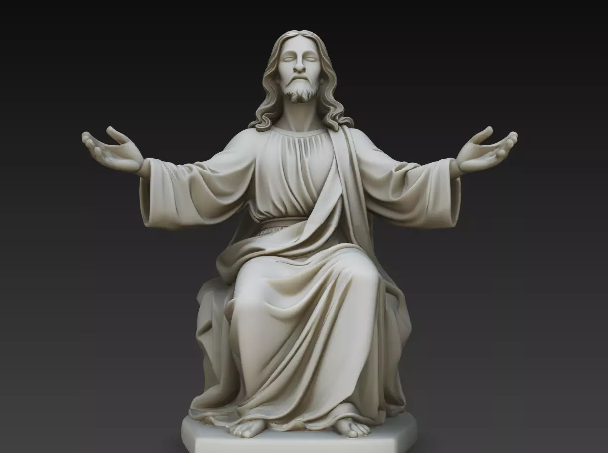 Jesus Christ Divine Welcome STL Seated Christian Statue 3D print model