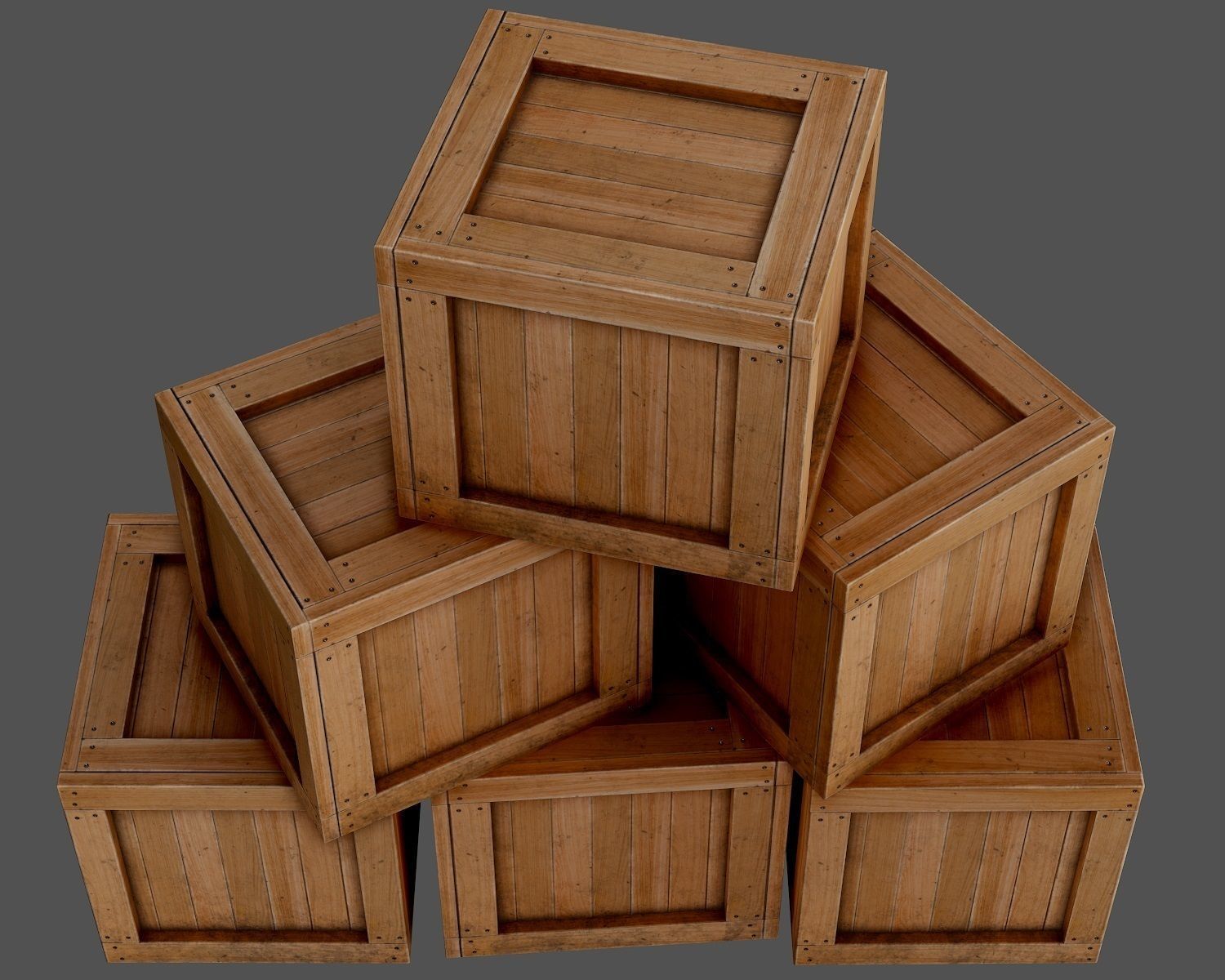 wooden box PBR Game-Ready Low-poly 3D model_5