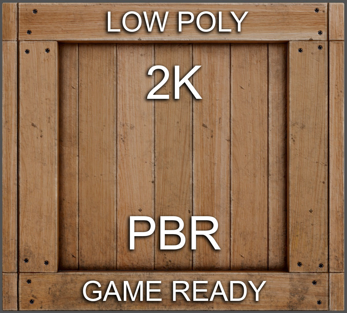 wooden box PBR Game-Ready Low-poly 3D model_2